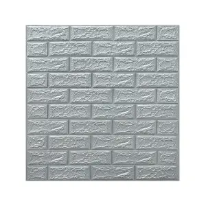 Tapet autocolant 3D, imitatie caramida, 70x77 cm, Argintiu, 10buc/set
