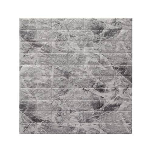 Tapet autocolant 3D, imitatie caramida, 70x77 cm, Marmura Gri, 10buc/set