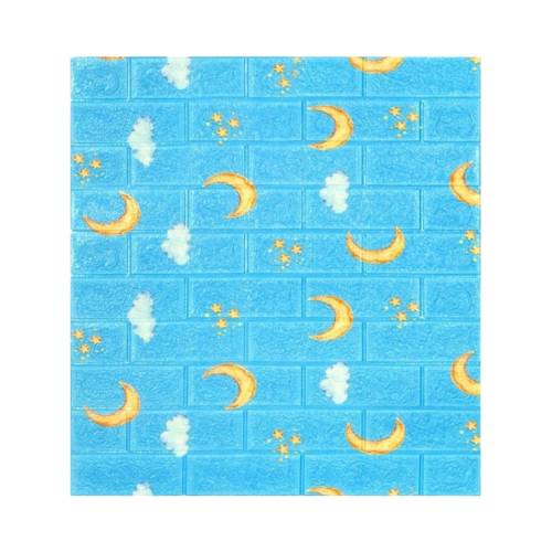 Tapet autoadeziv 3D, 70x77 cm, Model Luna, Albastru, 10buc/set