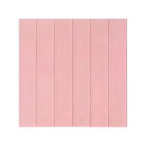 Tapet autocolant 3D, tip placi de lemn, din rasina, 70x70 cm, Roz Pudrat, 10buc/set