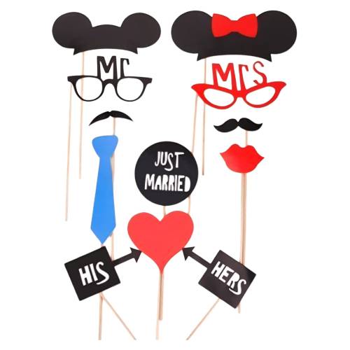 Accesorii pentru petrecere, set 31 de bucati, Tematica Nunta, Multicolor Accesorii pentru petrecere, set 31 de bucati, Tematica Nunta, Multicolor