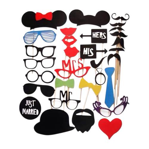 Accesorii pentru petrecere, set 31 de bucati, Tematica Nunta, Multicolor Accesorii pentru petrecere, set 31 de bucati, Tematica Nunta, Multicolor