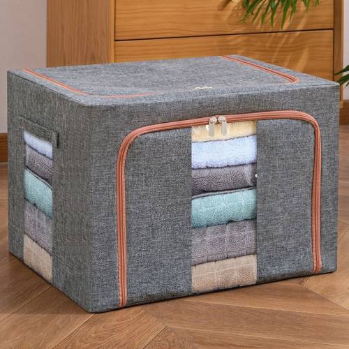 Cutie depozitare pliabila Gri 100L o fereastra