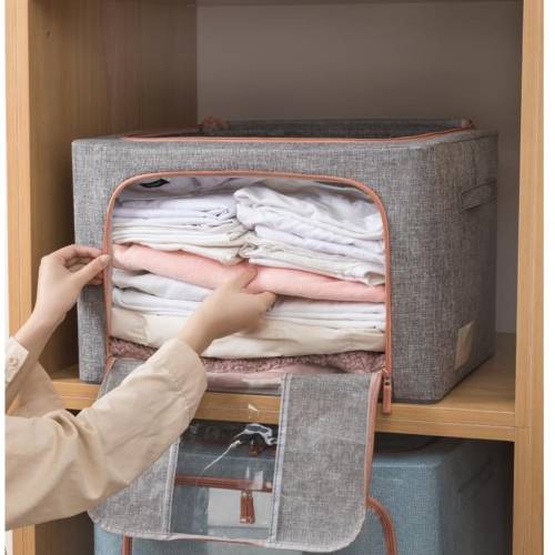 Cutie depozitare pliabila Gri 100L o fereastra