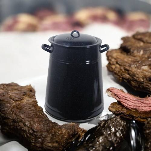 Bidon untura/ garnita emailata cu manere si capac, 20 L