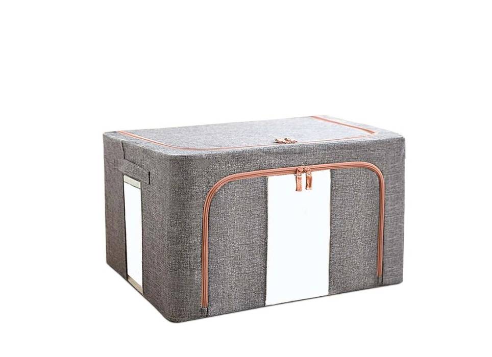 Cutie depozitare pliabila Gri 66L, doua ferestre