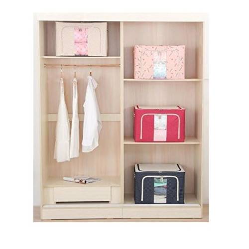 Cutie depozitare pliabila 100L cu fermoar, Rosu cu buline