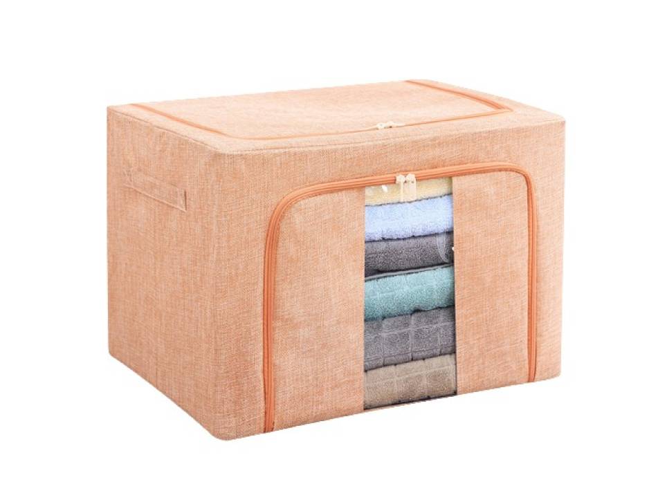 Cutie depozitare 66L cu fermoar, roz pudra