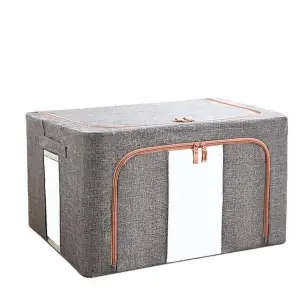 Cutie depozitare pliabila Gri 24L cu fermoar, doua ferestre