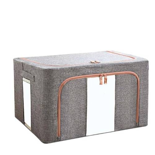 Cutie depozitare pliabila Gri 24L cu fermoar, doua ferestre