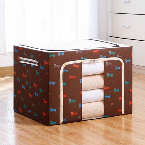 Cutie depozitare pliabila maro imprimeu catelusi, 66L Cutie depozitare pliabila maro imprimeu catelusi, 66L