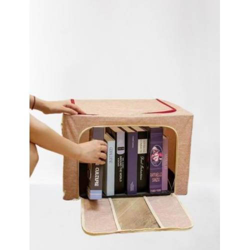 Cutie depozitare pliabila 100L cu fermoar, Roz pudra, o fereastra