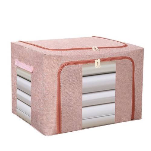 Cutie depozitare pliabila Roz pudra 66L, doua ferestre Cutie depozitare pliabila Roz pudra 66L, doua ferestre