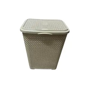 Cos pentru rufe perlat cu capac 45L Bej