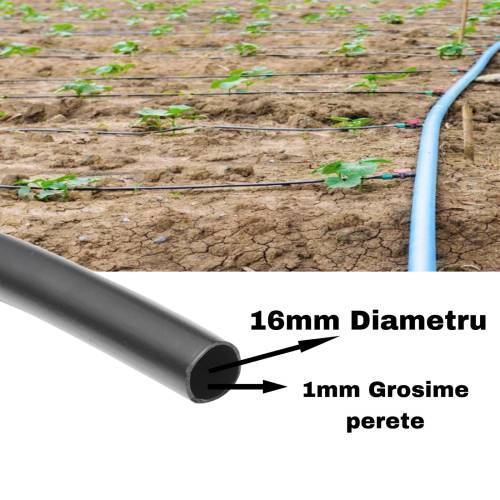 Tub picurare 100cm/400m, calitate premium, diametru 16mm
